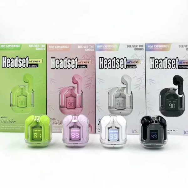Air 31 Earbuds Wireless Crystal Transparent Body ( Random Color )